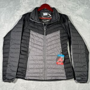 Columbia Jacket Womens M Black Gray Powder Lite II Full Zip‎ Puffer